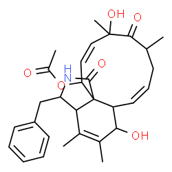 ChemSpider 2D Image | 15-(Acetyloxy)-3,3a,6,6a,9,10,12,15-octahydro-6,12-dihydroxy-4,5,10,12-tetramethyl-3-(phenylmethyl)-1H-cycloundec[d]isoindole-1,11(2H)-dione | C30H37NO6