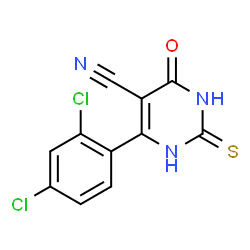 ChemSpider 2D Image | 6-(2,4-Dichlorophenyl)-4-oxo-2-thioxo-1,2,3,4-tetrahydro-5-pyrimidinecarbonitrile | C11H5Cl2N3OS