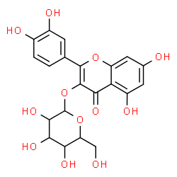 ChemSpider 2D Image | 2-(3,4-Dihydroxyphenyl)-5,7-dihydroxy-4-oxo-4H-chromen-3-yl hexopyranoside | C21H20O12