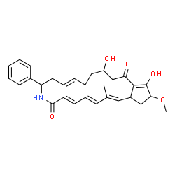 ChemSpider 2D Image | (1E,3E,5E,11E)-15,18-Dihydroxy-19-methoxy-2-methyl-9-phenyl-9,10,13,14,15,16,20,20a-octahydrocyclopenta[i]azacyclononadecine-7,17(8H,19H)-dione | C29H35NO5