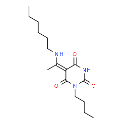 ChemSpider 2D Image | (5E)-1-Butyl-5-[1-(hexylamino)ethylidene]-2,4,6(1H,3H,5H)-pyrimidinetrione | C16H27N3O3