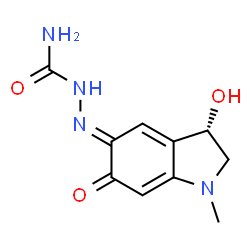 ChemSpider 2D Image | (2E)-2-[(3S)-3-Hydroxy-1-methyl-6-oxo-1,2,3,6-tetrahydro-5H-indol-5-ylidene]hydrazinecarboxamide | C10H12N4O3