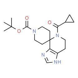 ChemSpider 2D Image | tert-butyl 5-cyclopropanecarbonyl-1,5,6,7-tetrahydrospiro[imidazo[4,5-c]pyridine-4,4'-piperidine]-1'-carboxylate | C19H28N4O3