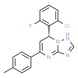 ChemSpider 2D Image | (7R)-7-(2-Chloro-6-fluorophenyl)-5-(4-methylphenyl)-1,7-dihydro[1,2,4]triazolo[1,5-a]pyrimidine | C18H14ClFN4
