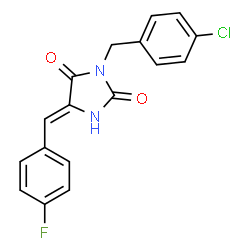 ChemSpider 2D Image | (5Z)-3-(4-Chlorobenzyl)-5-(4-fluorobenzylidene)-2,4-imidazolidinedione | C17H12ClFN2O2