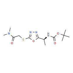 ChemSpider 2D Image | 2-Methyl-2-propanyl [(1S)-1-(5-{[2-(dimethylamino)-2-oxoethyl]sulfanyl}-1,3,4-oxadiazol-2-yl)ethyl]carbamate | C13H22N4O4S