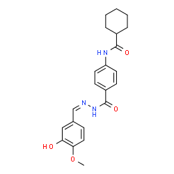 ChemSpider 2D Image | N-(4-{[(2Z)-2-(3-Hydroxy-4-methoxybenzylidene)hydrazino]carbonyl}phenyl)cyclohexanecarboxamide | C22H25N3O4