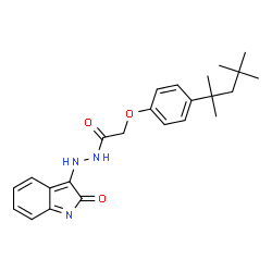 ChemSpider 2D Image | N'-(2-Oxo-2H-indol-3-yl)-2-[4-(2,4,4-trimethyl-2-pentanyl)phenoxy]acetohydrazide | C24H29N3O3