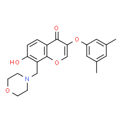 ChemSpider 2D Image | 3-(3,5-Dimethyl-phenoxy)-7-hydroxy-8-morpholin-4-ylmethyl-chromen-4-one | C22H23NO5