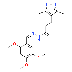 ChemSpider 2D Image | 3-(3,5-Dimethyl-1H-pyrazol-4-yl)-N'-[(Z)-(2,4,5-trimethoxyphenyl)methylene]propanehydrazide | C18H24N4O4