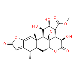 ChemSpider 2D Image | Methyl (1S,2R,3R,4S,8R,9S,10R,13R,15S,16S)-3,4,10-trihydroxy-1,16-dimethyl-11,19-dioxo-6,12,20-trioxahexacyclo[13.7.0.0~2,8~.0~5,9~.0~8,13~.0~17,21~]docosa-17,21-diene-5-carboxylate | C23H26O10