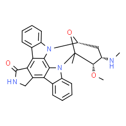 ChemSpider 2D Image | (3S,4S,6R)-3-Methoxy-2-methyl-4-(methylamino)-29-oxa-1,7,17-triazaoctacyclo[12.12.2.1~2,6~.0~7,28~.0~8,13~.0~15,19~.0~20,27~.0~21,26~]nonacosa-8,10,12,14,19,21,23,25,27-nonaen-16-one | C28H26N4O3