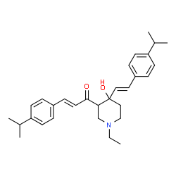ChemSpider 2D Image | (2E)-1-{1-Ethyl-4-hydroxy-4-[(E)-2-(4-isopropylphenyl)vinyl]-3-piperidinyl}-3-(4-isopropylphenyl)-2-propen-1-one | C30H39NO2