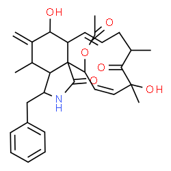 ChemSpider 2D Image | (7E,13Z)-3-Benzyl-6,12-dihydroxy-4,10,12-trimethyl-5-methylene-1,11-dioxo-2,3,3a,4,5,6,6a,9,10,11,12,15-dodecahydro-1H-cycloundeca[d]isoindol-15-yl acetate | C30H37NO6