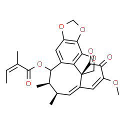 ChemSpider 2D Image | (4aZ,6R,7R,14aS)-3-Methoxy-6,7-dimethyl-1,2-dioxo-2,6,7,8-tetrahydro-1H-10,12,13-trioxabenzo[1,8]cycloocta[1,2,3-cd]-as-indacen-8-yl (2Z)-2-methyl-2-butenoate | C26H26O8