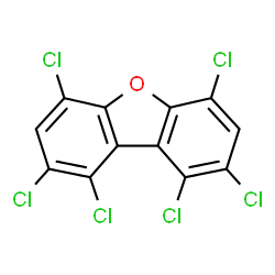 ChemSpider 2D Image | 1,2,4,6,8,9-Hexachlorodibenzofuran | C12H2Cl6O