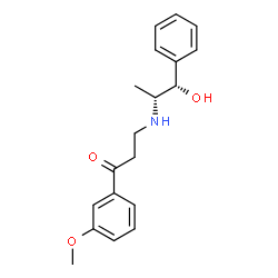 ChemSpider 2D Image | 3-{[(1S,2R)-1-Hydroxy-1-phenyl-2-propanyl]amino}-1-(3-methoxyphenyl)-1-propanone | C19H23NO3