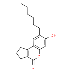 ChemSpider 2D Image | 8-Hexyl-7-hydroxy-2,3-dihydro-1H-cyclopenta[c]chromen-4-one | C18H22O3
