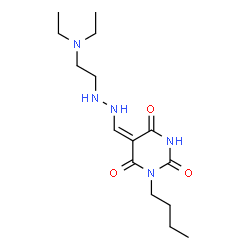 ChemSpider 2D Image | (5E)-1-Butyl-5-({2-[2-(diethylamino)ethyl]hydrazino}methylene)-2,4,6(1H,3H,5H)-pyrimidinetrione | C15H27N5O3