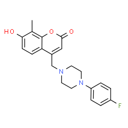 ChemSpider 2D Image | 4-{[4-(4-Fluorophenyl)-1-piperazinyl]methyl}-7-hydroxy-8-methyl-2H-chromen-2-one | C21H21FN2O3