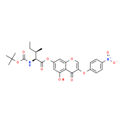 ChemSpider 2D Image | 5-Hydroxy-3-(4-nitrophenoxy)-4-oxo-4H-chromen-7-yl N-(tert-butoxycarbonyl)-L-alloisoleucinate | C26H28N2O10