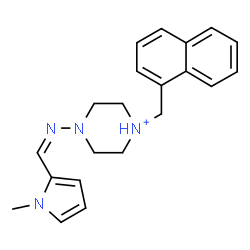 ChemSpider 2D Image | 4-{(Z)-[(1-Methyl-1H-pyrrol-2-yl)methylene]amino}-1-(1-naphthylmethyl)piperazin-1-ium | C21H25N4
