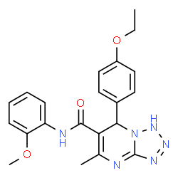 ChemSpider 2D Image | 7-(4-Ethoxyphenyl)-N-(2-methoxyphenyl)-5-methyl-1,7-dihydrotetrazolo[1,5-a]pyrimidine-6-carboxamide | C21H22N6O3