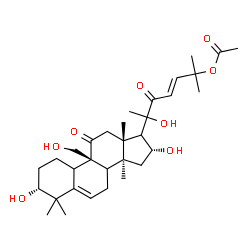 ChemSpider 2D Image | (1R,8xi,9beta,16alpha,17xi,20xi,23E)-1,16,20-Trihydroxy-9-(hydroxymethyl)-10,14-dimethyl-11,22-dioxo-4,9-cyclo-9,10-secocholesta-5,23-dien-25-yl acetate | C32H48O8
