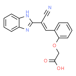 ChemSpider 2D Image | {2-[(E)-2-(1H-Benzimidazol-2-yl)-2-cyanovinyl]phenoxy}acetic acid | C18H13N3O3