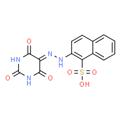 ChemSpider 2D Image | 2-[2-(2,4,6-Trioxotetrahydro-5(2H)-pyrimidinylidene)hydrazino]-1-naphthalenesulfonic acid | C14H10N4O6S