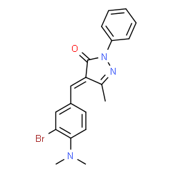 ChemSpider 2D Image | (4E)-4-[3-Bromo-4-(dimethylamino)benzylidene]-5-methyl-2-phenyl-2,4-dihydro-3H-pyrazol-3-one | C19H18BrN3O