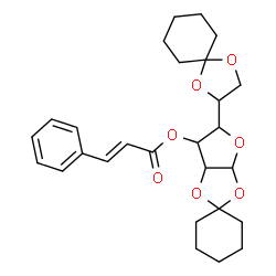 ChemSpider 2D Image | 5'-(1,4-Dioxaspiro[4.5]dec-2-yl)tetrahydrospiro[cyclohexane-1,2'-furo[2,3-d][1,3]dioxol]-6'-yl (2E)-3-phenylacrylate | C27H34O7