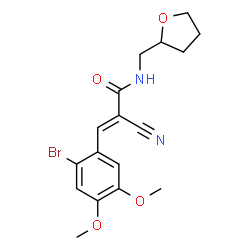 ChemSpider 2D Image | (2E)-3-(2-Bromo-4,5-dimethoxyphenyl)-2-cyano-N-(tetrahydro-2-furanylmethyl)acrylamide | C17H19BrN2O4