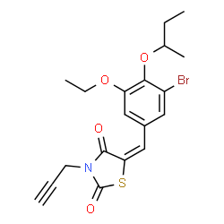ChemSpider 2D Image | (5E)-5-(3-Bromo-4-sec-butoxy-5-ethoxybenzylidene)-3-(2-propyn-1-yl)-1,3-thiazolidine-2,4-dione | C19H20BrNO4S
