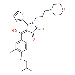 ChemSpider 2D Image | (4E)-4-[Hydroxy(4-isobutoxy-3-methylphenyl)methylene]-1-[3-(4-morpholinyl)propyl]-5-(2-thienyl)-2,3-pyrrolidinedione | C27H34N2O5S