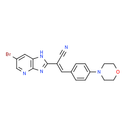 ChemSpider 2D Image | (2E)-2-(6-Bromo-1H-imidazo[4,5-b]pyridin-2-yl)-3-[4-(4-morpholinyl)phenyl]acrylonitrile | C19H16BrN5O