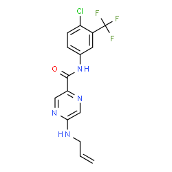 ChemSpider 2D Image | 5-(Allylamino)-N-[4-chloro-3-(trifluoromethyl)phenyl]-2-pyrazinecarboxamide | C15H12ClF3N4O