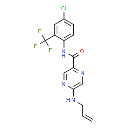 ChemSpider 2D Image | 5-(Allylamino)-N-[4-chloro-2-(trifluoromethyl)phenyl]-2-pyrazinecarboxamide | C15H12ClF3N4O