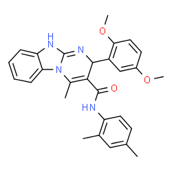 ChemSpider 2D Image | 2-(2,5-Dimethoxyphenyl)-N-(2,4-dimethylphenyl)-4-methyl-2,10-dihydropyrimido[1,2-a]benzimidazole-3-carboxamide | C28H28N4O3