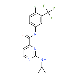 ChemSpider 2D Image | N-[4-Chloro-3-(trifluoromethyl)phenyl]-2-(cyclopropylamino)-4-pyrimidinecarboxamide | C15H12ClF3N4O