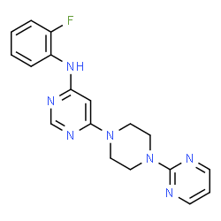 ChemSpider 2D Image | N-(2-Fluorophenyl)-6-[4-(2-pyrimidinyl)-1-piperazinyl]-4-pyrimidinamine | C18H18FN7
