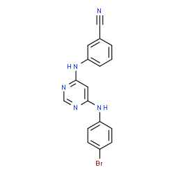 ChemSpider 2D Image | 3-({6-[(4-Bromophenyl)amino]-4-pyrimidinyl}amino)benzonitrile | C17H12BrN5