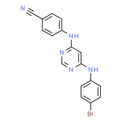 ChemSpider 2D Image | 4-({6-[(4-Bromophenyl)amino]-4-pyrimidinyl}amino)benzonitrile | C17H12BrN5