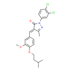 ChemSpider 2D Image | (4E)-2-(3,4-Dichlorophenyl)-4-[3-methoxy-4-(3-methylbutoxy)benzylidene]-5-methyl-2,4-dihydro-3H-pyrazol-3-one | C23H24Cl2N2O3