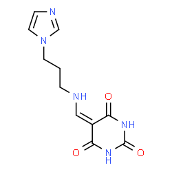 ChemSpider 2D Image | 5-({[3-(1H-Imidazol-1-yl)propyl]amino}methylene)-2,4,6(1H,3H,5H)-pyrimidinetrione | C11H13N5O3