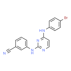 ChemSpider 2D Image | 3-({4-[(4-Bromophenyl)amino]-2-pyrimidinyl}amino)benzonitrile | C17H12BrN5