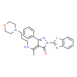 ChemSpider 2D Image | (4E)-2-(1,3-Benzothiazol-2-yl)-4-(1-{[3-(4-morpholinyl)propyl]amino}ethylidene)-5-phenyl-2,4-dihydro-3H-pyrazol-3-one | C25H27N5O2S