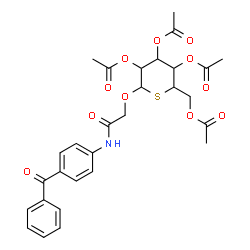 ChemSpider 2D Image | N-(4-Benzoylphenyl)-2-[(2,3,4,6-tetra-O-acetyl-5-thiohexopyranosyl)oxy]acetamide  | C29H31NO11S