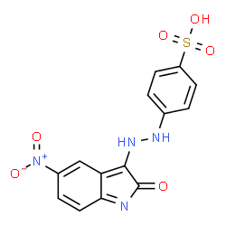 ChemSpider 2D Image | 4-[2-(5-Nitro-2-oxo-2H-indol-3-yl)hydrazino]benzenesulfonic acid | C14H10N4O6S
