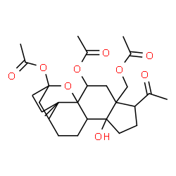 ChemSpider 2D Image | 14-Hydroxy-20-oxo-3,9-epoxypregnane-3,11,18-triyl triacetate | C27H38O9